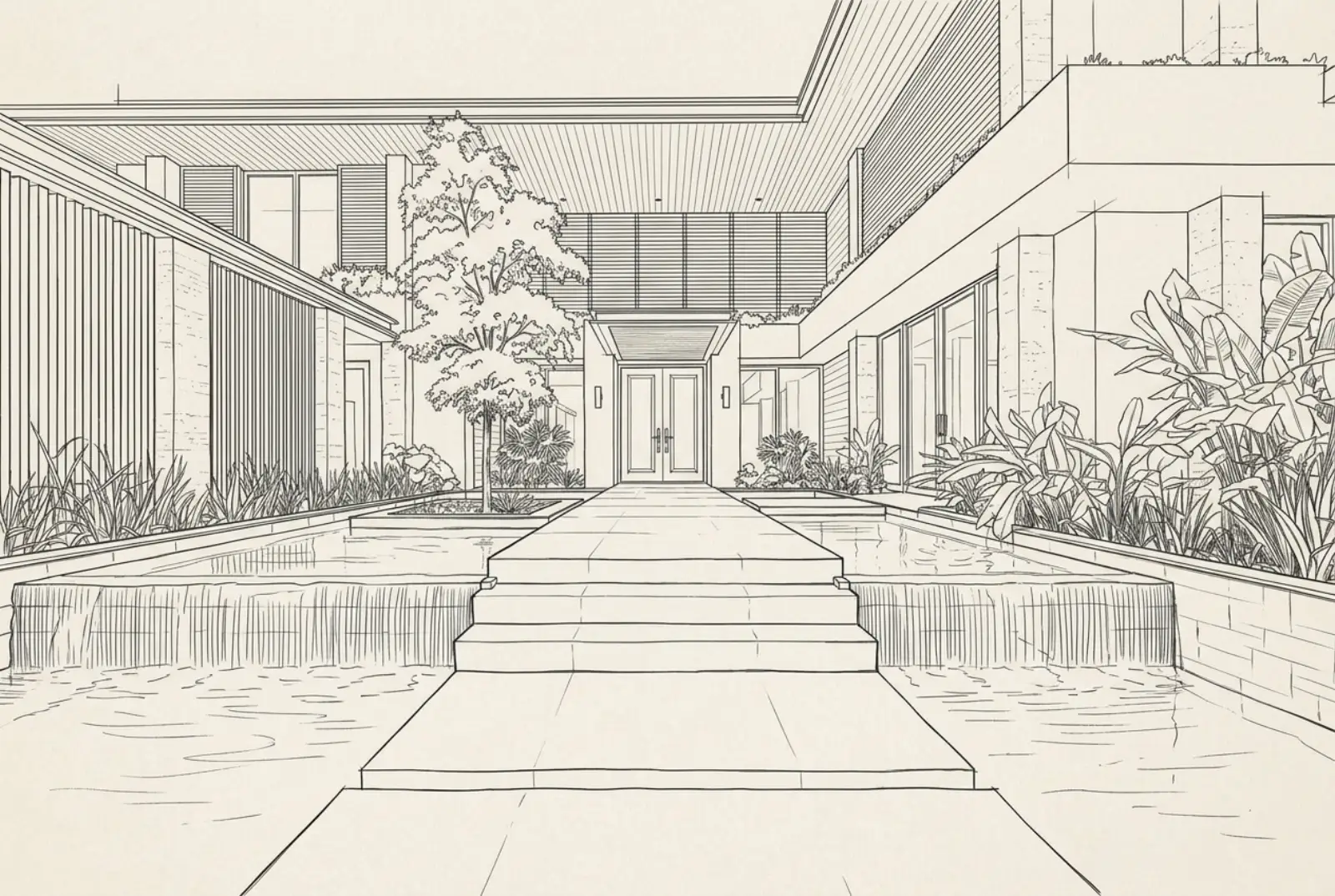 Drawing of the entry court